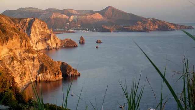 Vulcano island view at sunset