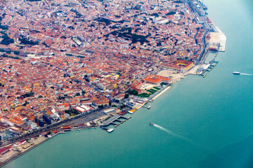 Aerial view of Lisbon, the capital city of Portugal