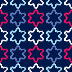 Seamless background with decorative stars. Brushwork. Hand hatching. Stars in the sky. Scratches texture. Can be used for wallpaper, textile, invitation card, wrapping, web page background.