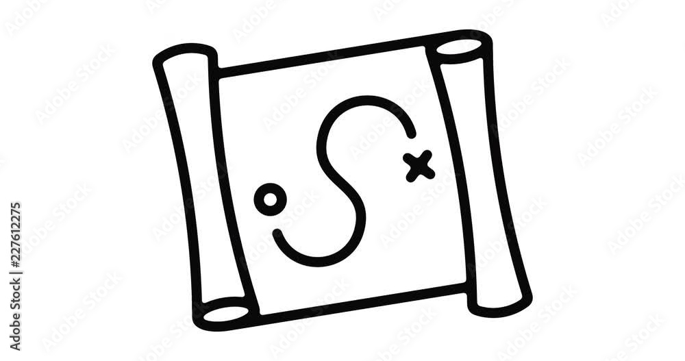 Poster map line icon motion graphic animation with alpha channel.