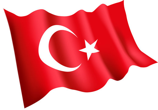 turkish flag waving isolated obn background vector