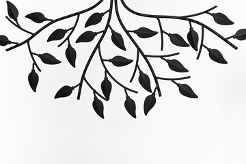Metal tree branch in black and white