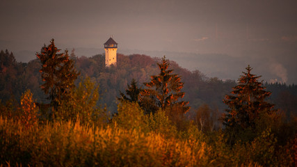 Lookout tower at sunrise