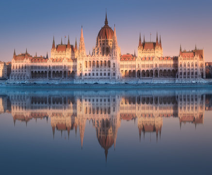 Parliament building and river Danube of Budapest