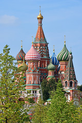 Fototapeta na wymiar Moscow, Basil's cathedral on Red square in summer, Russia