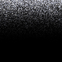 Silver glitter on dark background, falling particles. Vector