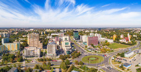 Lublin z lotu ptaka. Skrzyżowanie i okolica ulic Zana i Filaretów w Lublinie widziane z powietrza. © art08