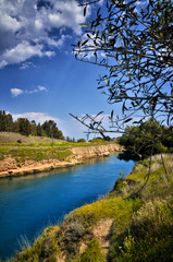 Corinth Canal, tidal waterway across the Isthmus of Corinth in Greece, joining the Gulf of Corinth...