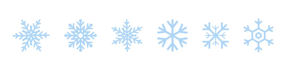 Fotobehang Set of blue Snowflakes icons. Black snowflake. Snowflakes template. Snowflake winter. Snowflakes icons. Snowflake vector icon © smile3377
