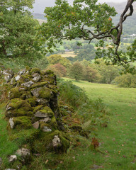 Landscape image of view from Precipice Walk in Snowdonia overlooking Barmouth and Coed-y-Brenin forest during rainy afternoon in September