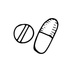 Fototapeta na wymiar medication pills icon. sketch isolated object