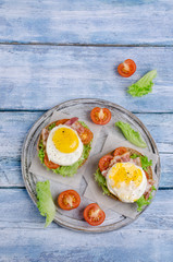 Traditional sandwich with fried bacon