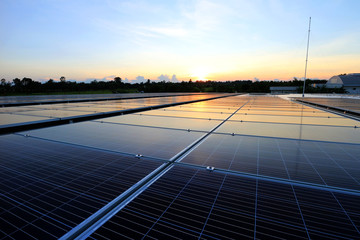 Solar PV Rooftop Beautiful Sunset Sky