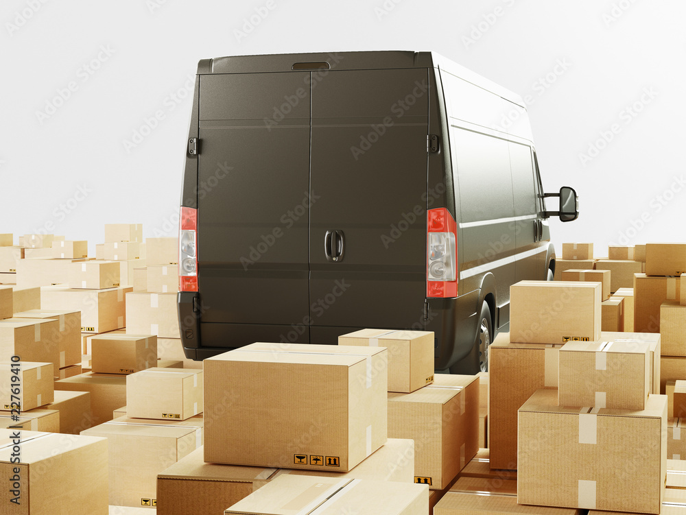 Wall mural Van with many boxes