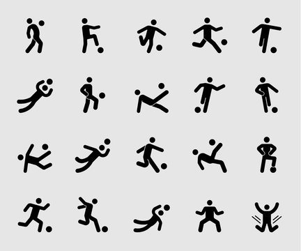 Silhouette icons set for Soccer player motion