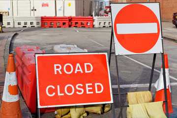 Road Closed a red traffic sign prohibiting entry