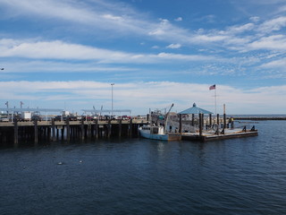 Fototapeta na wymiar Fischerboote am Bootssteg von Provincetown