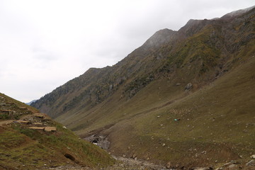 Closeup scene of half mountains in kashmir 