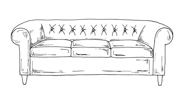 recommend clip art: Sofa isolated on white background. Vector illustration in a sketch style