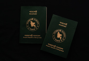 Bangladeshi Passport In Dark Backgroumd