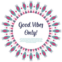 Fototapeta premium Nature style abstract radial floral frame banner. Summer and spring festival wreath. Folk and boho circle illustration perfect for print, design, textile.