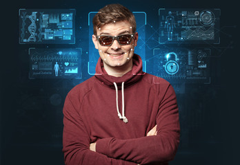 Biometric verification - young man face recognition
