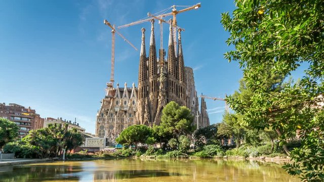 The Sagrada Familia, a famous unfinished church designed by Catalan architect Antoni Gaudi. Sagrada Familia is one of the most visited touristic sights in Barcelona.