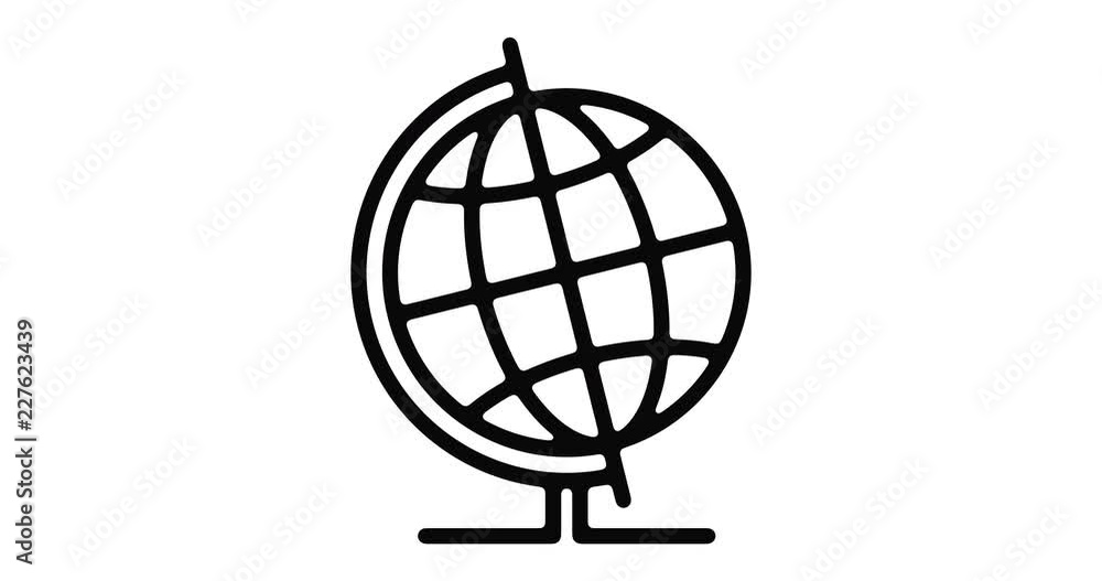 Poster global line icon motion graphic animation with alpha channel.