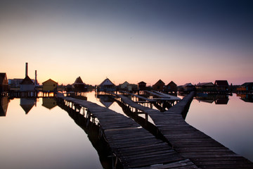 floating village on lake Bokod, Hungary