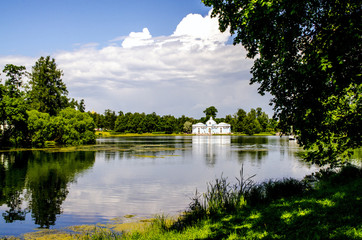 A large pond of the Catherine Palace