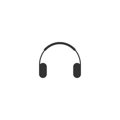 black headphones icon. Flat vector earphones icon isolated on white. Listen sound sign.