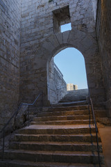 Fototapeta na wymiar Interior of Peniscola Castle , Costa del Azahar, province of Castellon, Valencian Community. Peniscola, a popular tourist destination in Spain.