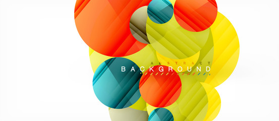 Glossy colorful circles abstract background, modern geometric design