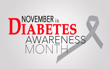 November is diabetes awareness month, background with ribbon