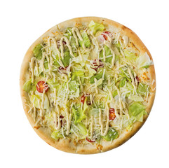 Caesar pizza isolated on white background