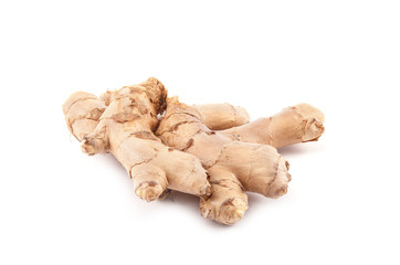 Fresh ginger on white background