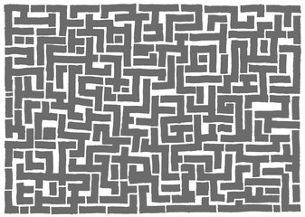 Simple geometric maze background, painted with ink pen