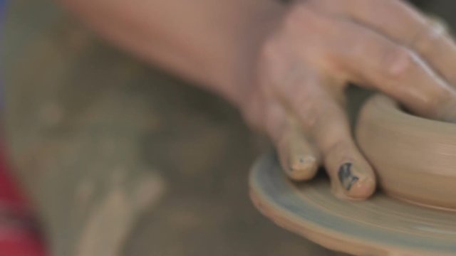 Pottery close up in slow motion