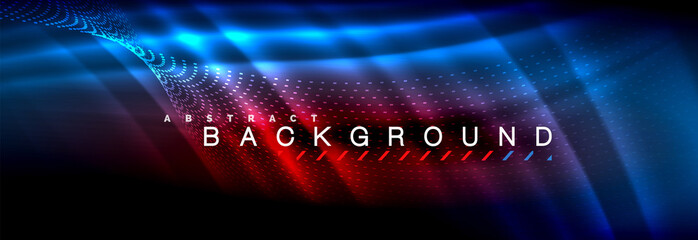 Liquid neon flowing waves, glowing light lines background
