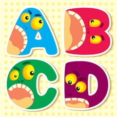 Set alphabets cute of simple color illustrations