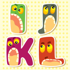 Set alphabets cute of simple color illustrations
