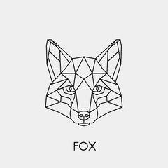 Geometric fox. Polygonal linear animal head. Vector illustration.
