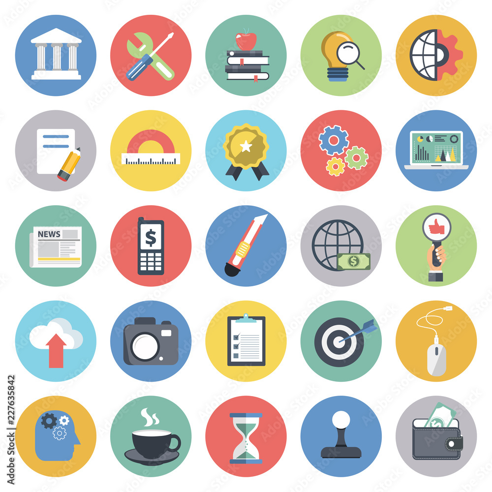 Canvas Prints business and management icon set for websites and mobile applications. flat vector illustration
