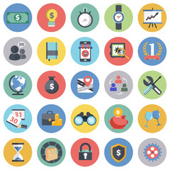 Business and management icon set for websites and mobile applications. Flat vector illustration