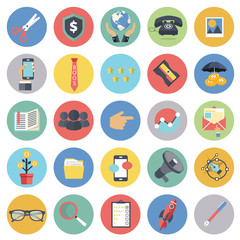 Business and management icon set for websites and mobile applications. Flat vector illustration