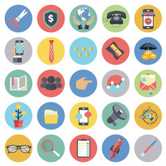 Business and management icon set for websites and mobile applications. Flat vector illustration