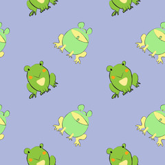 Obraz premium Frogs on purple background, seamless pattern image