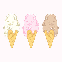 Three cute ice-cream kittens.