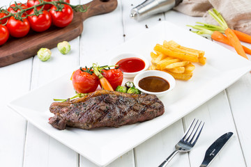 Volcanic rock roast with bone steak