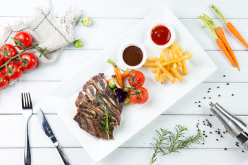 Volcanic rock roast with bone steak